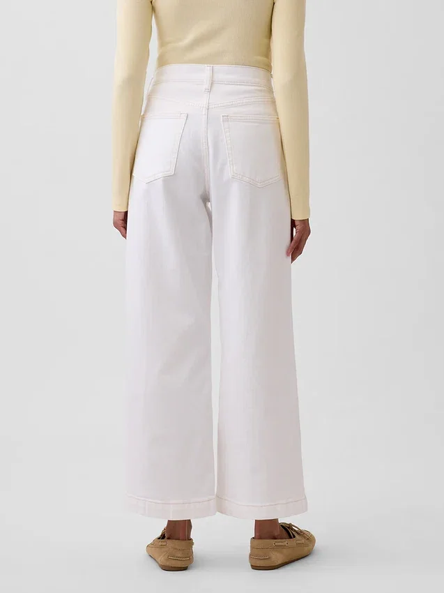 Vaqueros de talle alto, corte ancho y largo hasta el tobillo