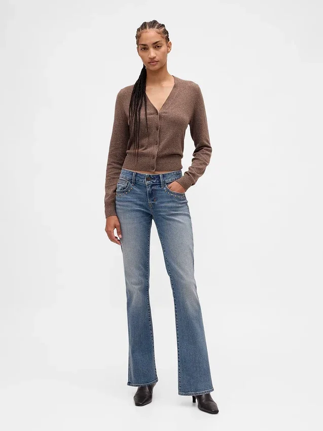 Vaqueros de talle bajo, largos y ajustados