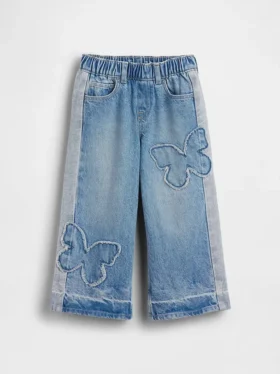 Vaqueros holgados con mariposa para bebés y niños pequeños