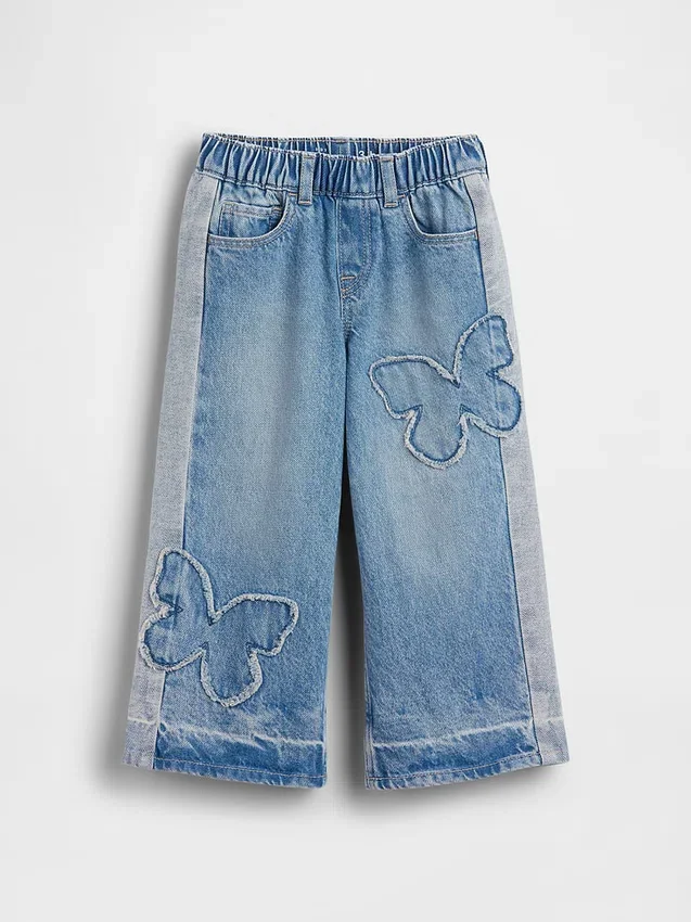 Vaqueros holgados con mariposa para bebés y niños pequeños
