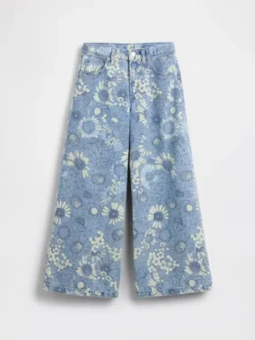 Vaqueros holgados de cintura baja con estampado floral para niños