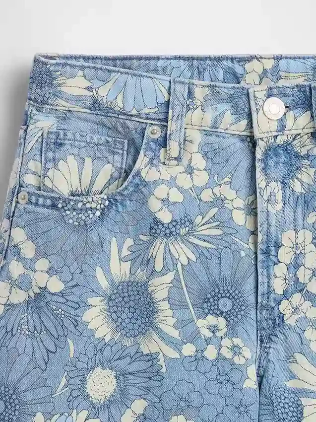 Vaqueros holgados de cintura baja con estampado floral para niños