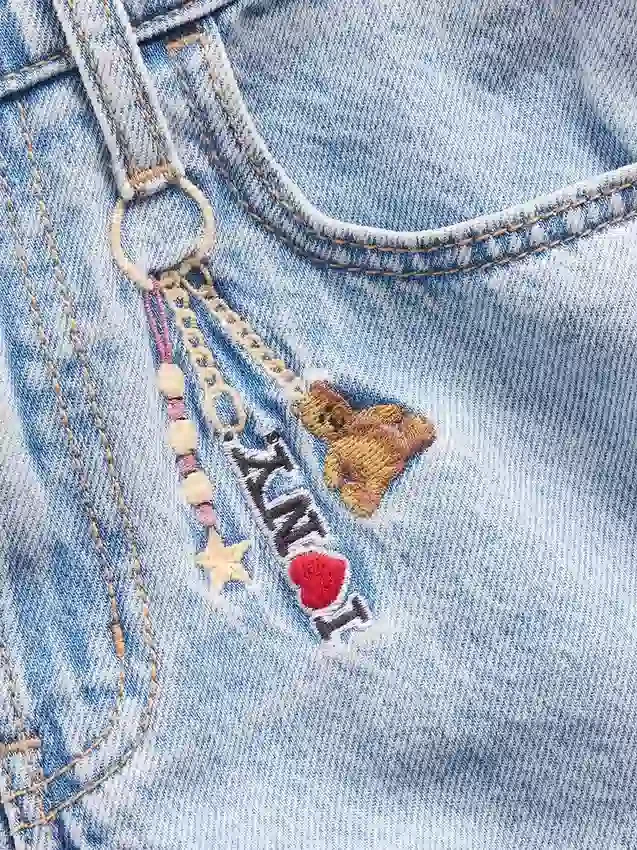 Vaqueros holgados de cintura baja para niños con bordado «I Heart NY»