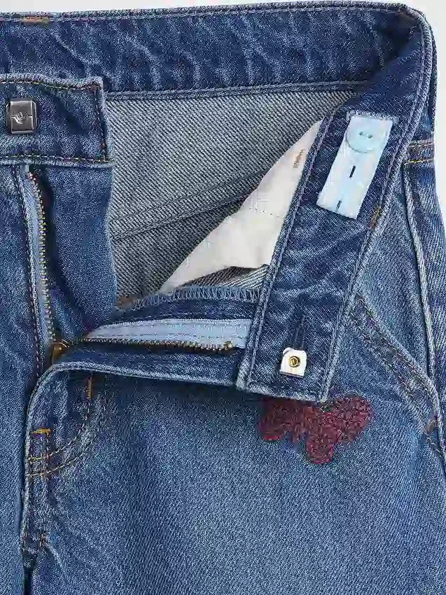 Vaqueros holgados de talle bajo con bordados para niños