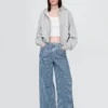 Vaqueros holgados de tiro medio con rayas de denim ultrasuaves