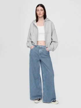 Vaqueros holgados de tiro medio con rayas de denim ultrasuaves