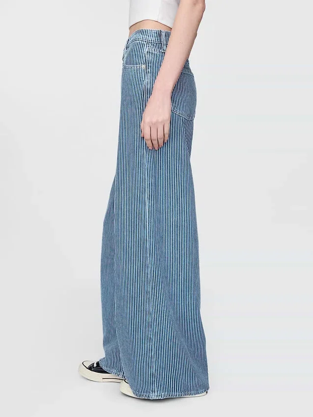 Vaqueros holgados de tiro medio con rayas de denim ultrasuaves