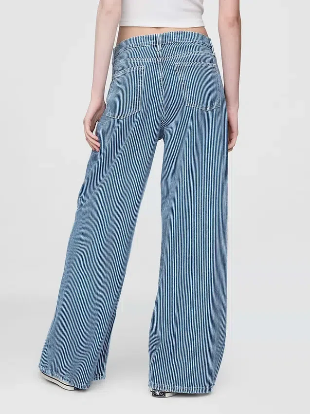 Vaqueros holgados de tiro medio con rayas de denim ultrasuaves