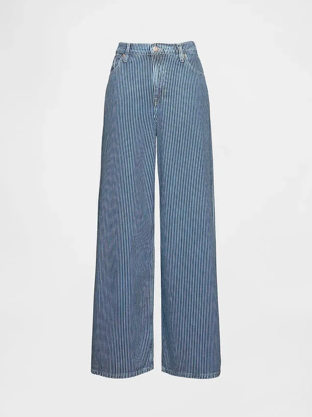Vaqueros holgados de tiro medio con rayas de denim ultrasuaves