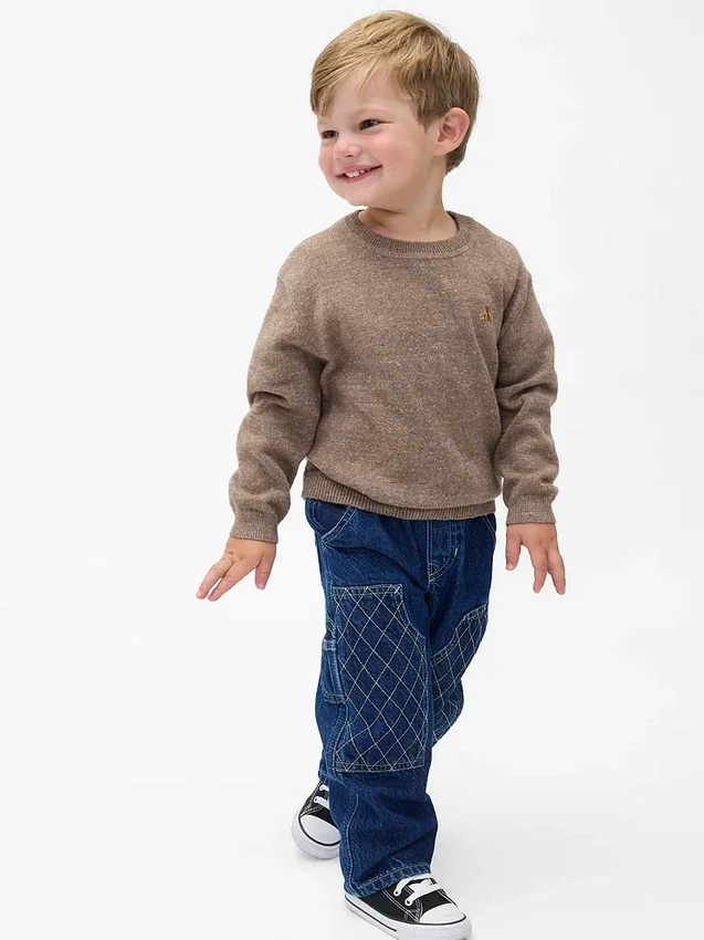 Vaqueros holgados tipo carpintero para bebés y niños pequeños, sin cremallera
