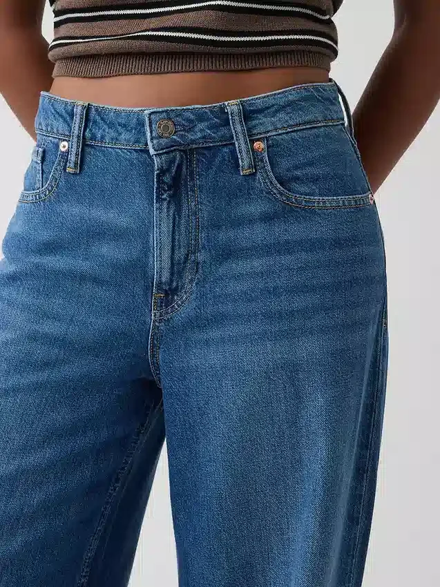 Vaqueros holgados ultrasuaves de talle medio para mujeres con curvas