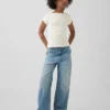 Vaqueros infantiles de talle bajo, corte ancho y pierna ancha