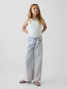 Vaqueros infantiles de talle bajo, corte ancho y pierna ancha