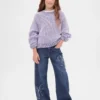 Vaqueros infantiles de talle bajo, corte ancho y pierna ancha