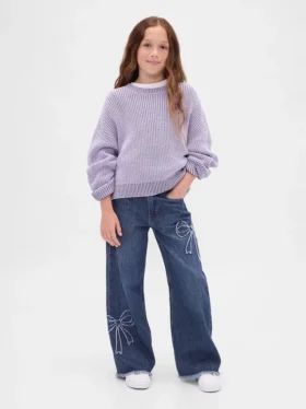 Vaqueros infantiles de talle bajo, corte ancho y pierna ancha