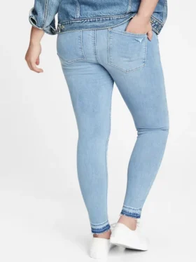 Vaqueros leggings premamá con panel completo y efecto desgastado