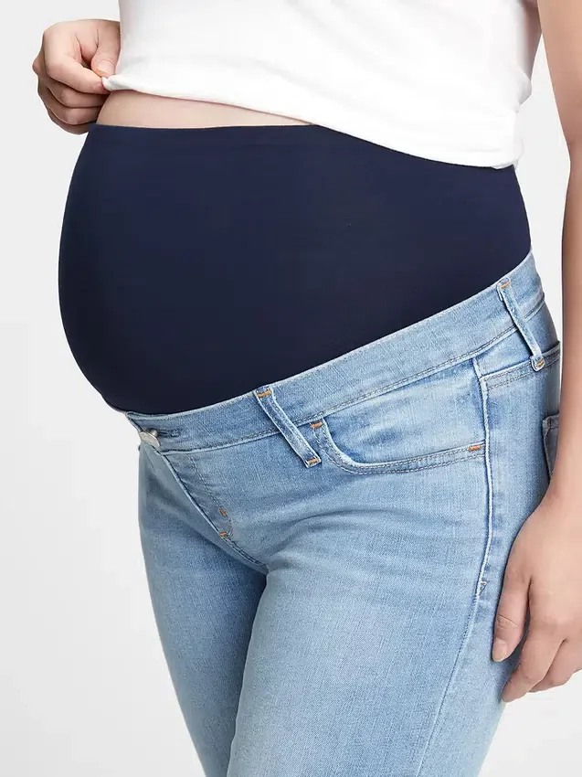 Vaqueros leggings premamá con panel completo y efecto desgastado