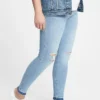 Vaqueros leggings premamá con panel completo y efecto desgastado
