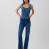 Blusa ajustada de denim con peplum