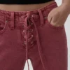 Vaqueros rectos ajustados de los 90 con cordones y talle bajo