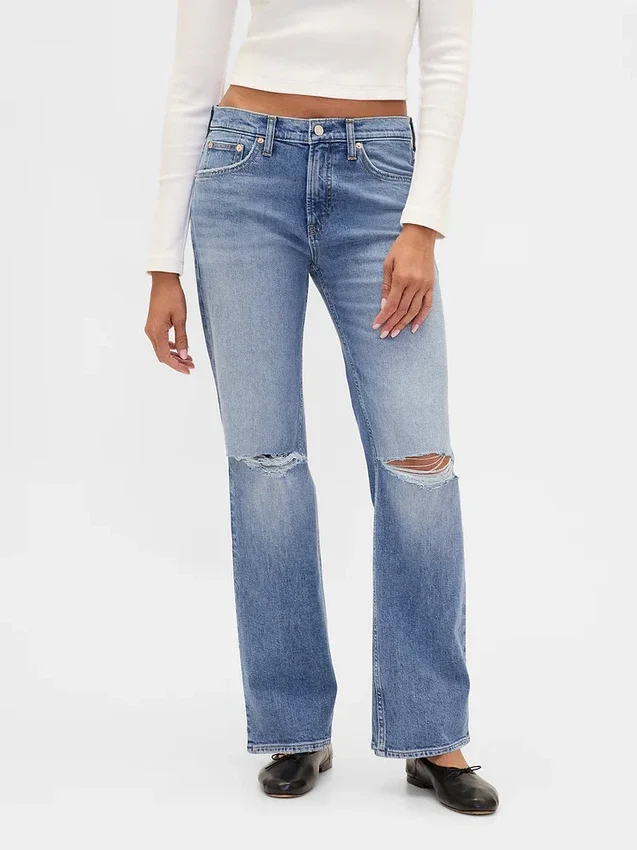 Vaqueros rectos holgados de talle medio