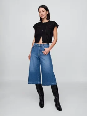 Vaqueros tipo culotte de talle alto