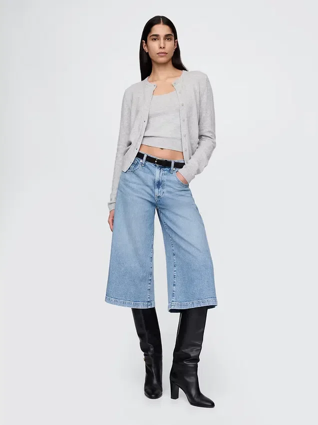Vaqueros tipo culotte de talle alto