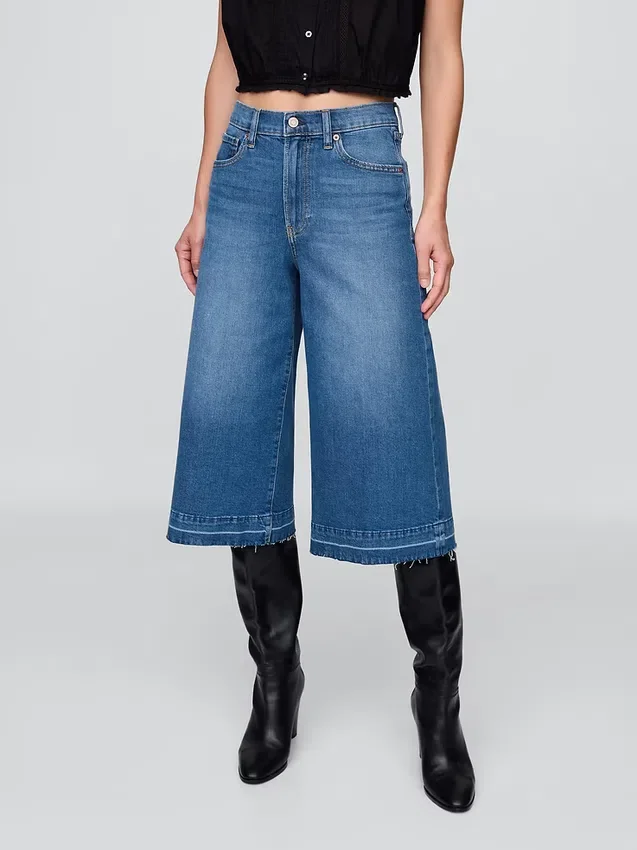 Vaqueros tipo culotte de talle alto