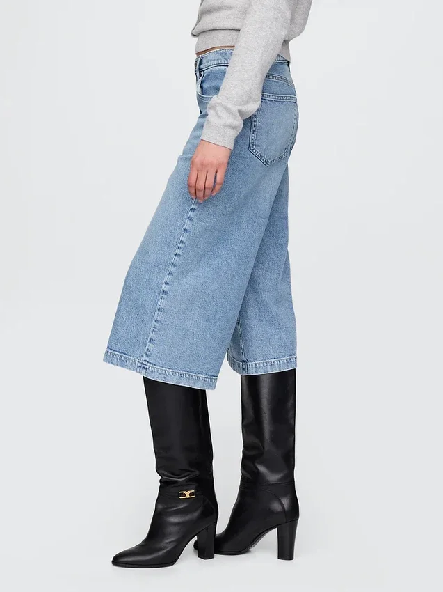 Vaqueros tipo culotte de talle alto