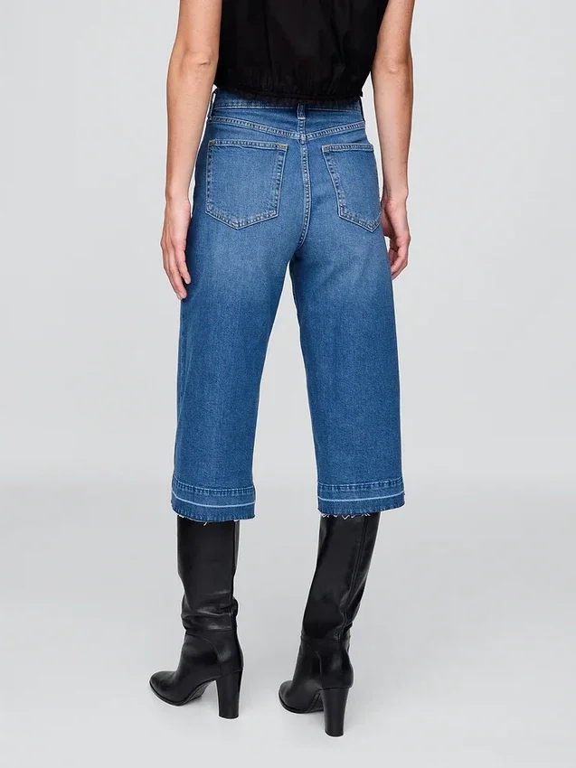 Vaqueros tipo culotte de talle alto