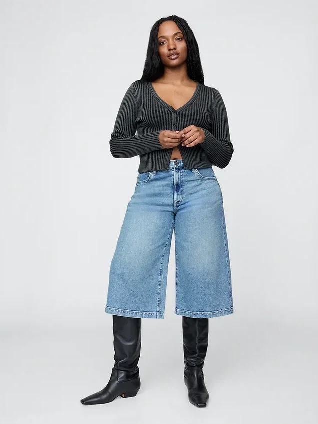 Vaqueros tipo culotte de talle alto
