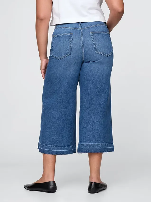Vaqueros tipo culotte de talle alto