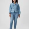 Vaqueros vintage de talle medio, corte ajustado y bajo con corte en V
