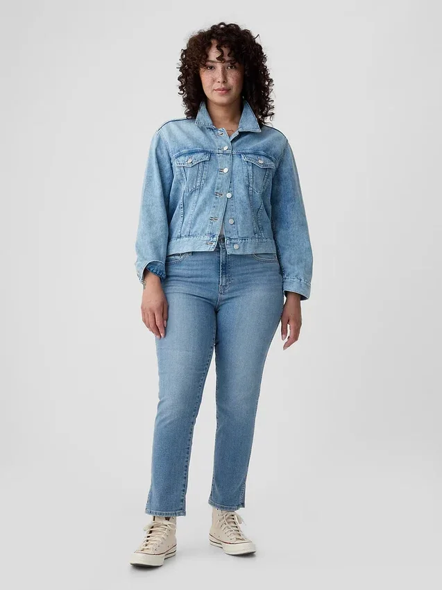 Vaqueros vintage de talle medio, corte ajustado y bajo con corte en V
