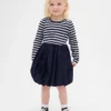 Vestido abullonado de materiales mixtos para bebés y niños pequeños