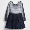 Vestido abullonado de materiales mixtos para bebés y niños pequeños