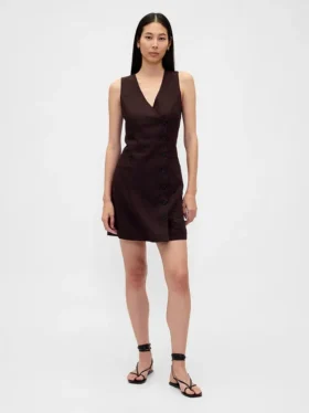 Vestido asimétrico de mezcla de lino