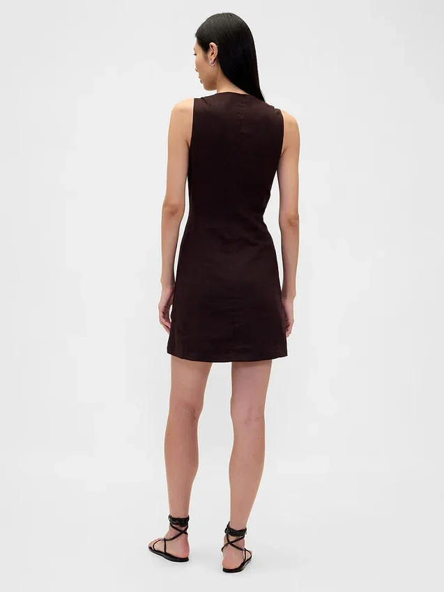 Vestido asimétrico de mezcla de lino