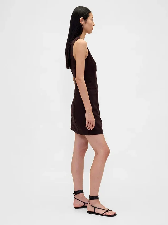 Vestido asimétrico de mezcla de lino