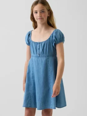 Vestido babydoll de denim para niña
