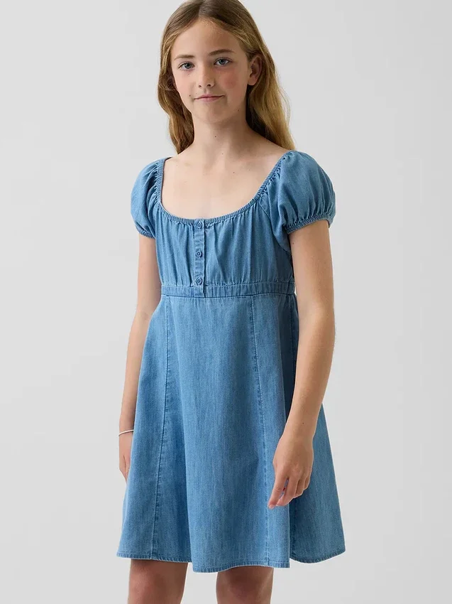 Vestido babydoll de denim para niña