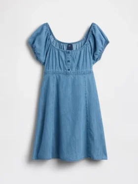 Vestido babydoll de denim para niña