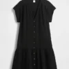 Vestido camisero de gasa de algodón con cintura baja