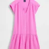 Vestido camisero de gasa de algodón con cintura baja