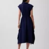 Vestido camisero de popelín con bajo en forma de pañuelo