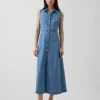 Vestido camisero largo de denim ultrasuave