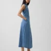 Vestido camisero largo de denim ultrasuave