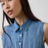 Vestido camisero largo de denim ultrasuave