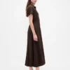 Vestido camisero midi de mezcla de lino