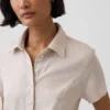 Vestido camisero midi de mezcla de lino